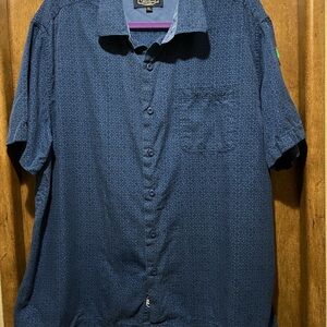 Men's Two Tone Blue Geometric Pattern Shirt